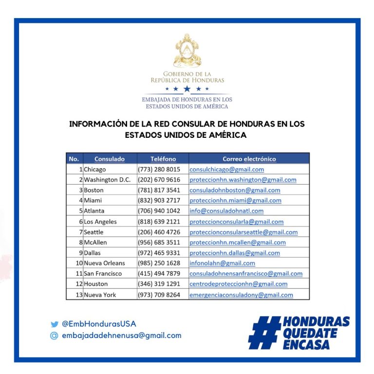 Embajadas y consulados hondureños en los Estados Unidos